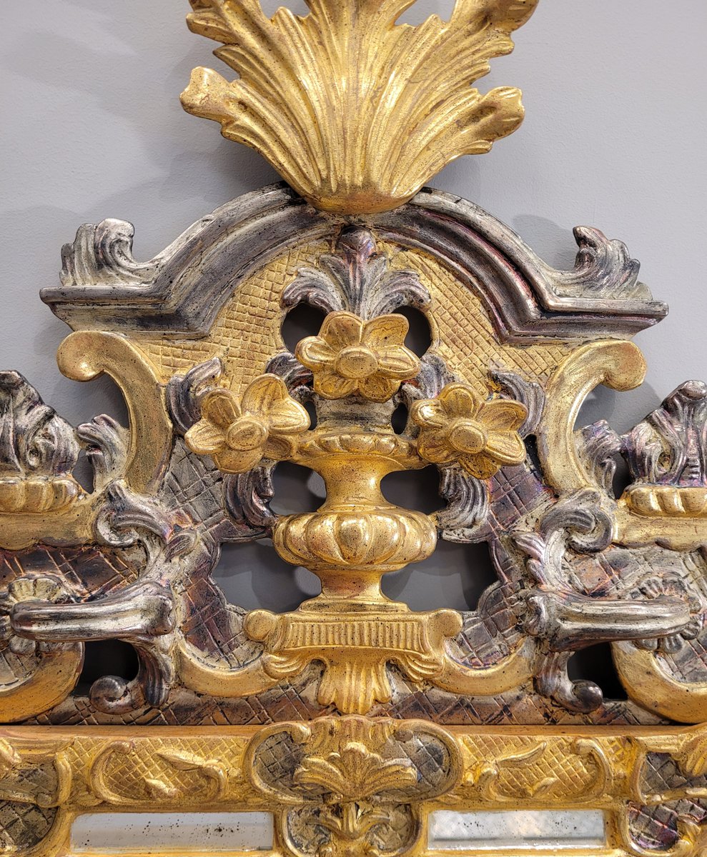 Louis XIV Mirror in Carved Gilt Wood, France