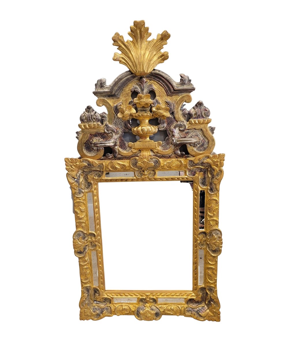 Louis XIV Mirror in Carved Gilt Wood, France