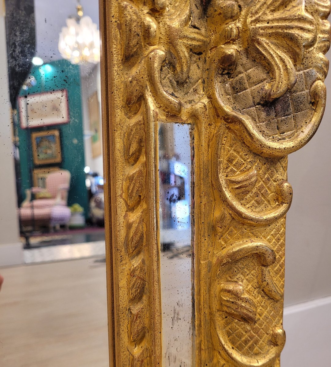 Louis XIV Mirror in Carved Gilt Wood, France