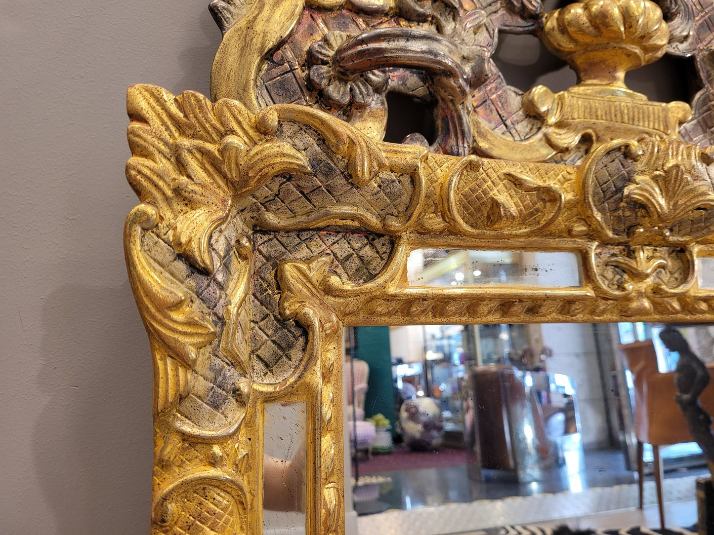 Louis XIV Mirror in Carved Gilt Wood, France