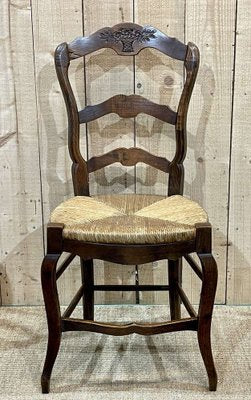 Louis XV Ash Chairs in Straw, 1950s, Set of 6-QYF-1792532