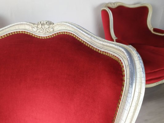 Louis XV Bergere Armchairs, 1950s, Set of 4-EAD-2032383