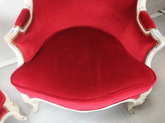 Louis XV Bergere Armchairs, 1950s, Set of 4-EAD-2032383