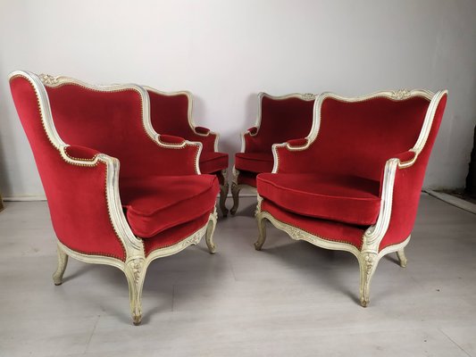 Louis XV Bergere Armchairs, 1950s, Set of 4-EAD-2032383