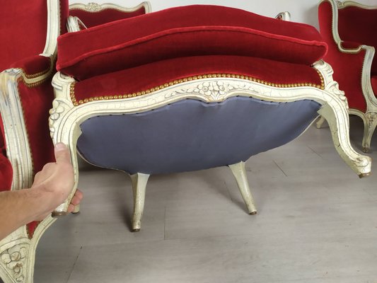 Louis XV Bergere Armchairs, 1950s, Set of 4-EAD-2032383