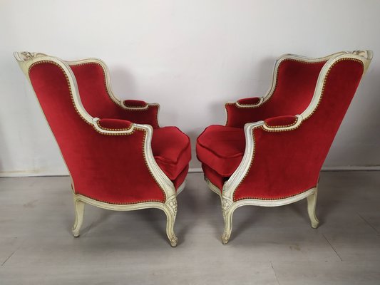 Louis XV Bergere Armchairs, 1950s, Set of 4-EAD-2032383