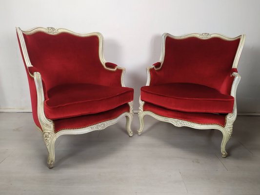 Louis XV Bergere Armchairs, 1950s, Set of 4-EAD-2032383