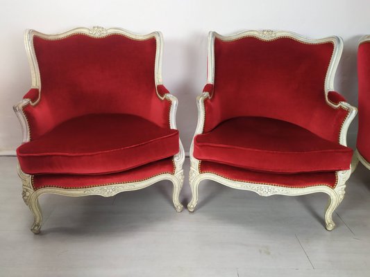 Louis XV Bergere Armchairs, 1950s, Set of 4-EAD-2032383