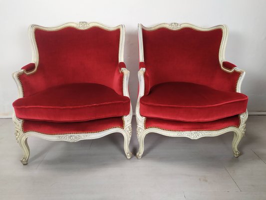 Louis XV Bergere Armchairs, 1950s, Set of 4-EAD-2032383