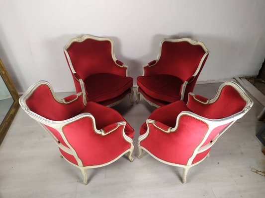 Louis XV Bergere Armchairs, 1950s, Set of 4-EAD-2032383