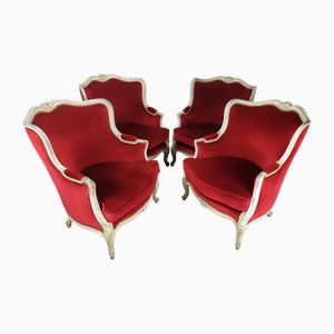 Louis XV Bergere Armchairs, 1950s, Set of 4-EAD-2032383