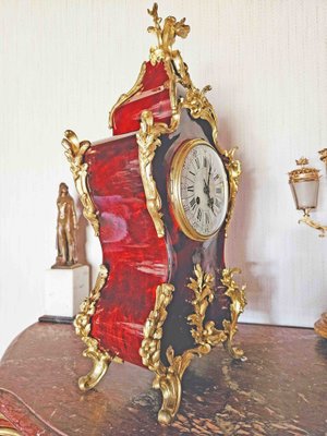 Louis XV Clock in Tortoiseshell Effect Lacquer & Gilt Bronze-AWH-1746956