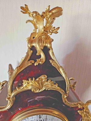 Louis XV Clock in Tortoiseshell Effect Lacquer & Gilt Bronze-AWH-1746956