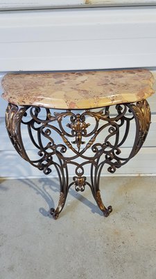 Louis XV Console Table in Wrought Iron-SNC-1340515