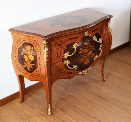 Louis XV Dresser and Bedside Tables with Baroque Style Inlays, Set of 3-IYX-1178008