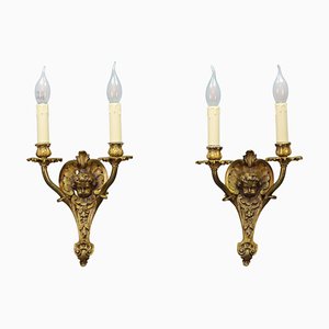 Louis XV French Bronze Cherubs Wall Sconces, 1930s, Set of 2-KEG-1395399