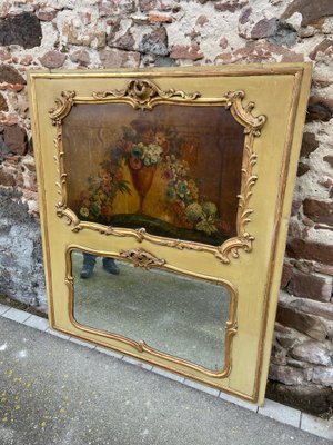 Louis XV French Painted and Gilded Trumeau Mirror-GQM-1821346