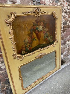 Louis XV French Painted and Gilded Trumeau Mirror-GQM-1821346