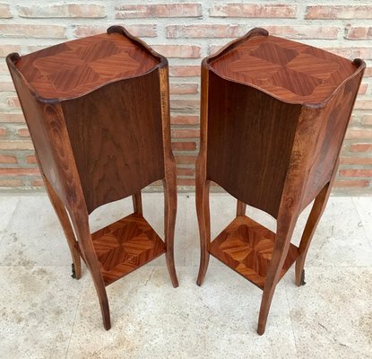 Louis XV French Walnut Bedside Tables with Marquetry, Set of 2-NOU-1354638