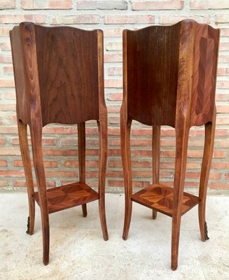 Louis XV French Walnut Bedside Tables with Marquetry, Set of 2-NOU-1354638