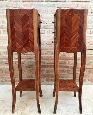 Louis XV French Walnut Bedside Tables with Marquetry, Set of 2-NOU-1354638