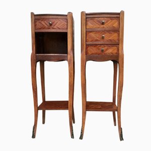 Louis XV French Walnut Bedside Tables with Marquetry, Set of 2-NOU-1354638