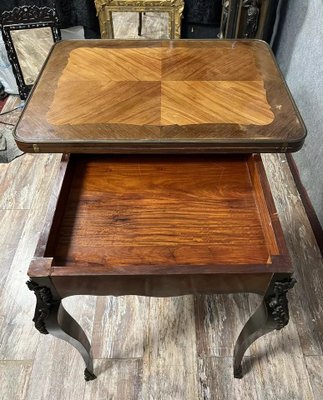 Louis XV Games Table in Precious Wood Marquetry, 1850s-MWB-2035878