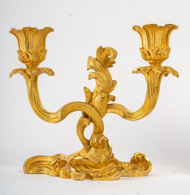 Louis XV Gilded Bronze Mantel Set, Set of 6-UQL-948665