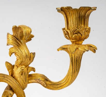 Louis XV Gilded Bronze Mantel Set, Set of 6-UQL-948665