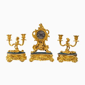 Louis XV Gilded Bronze Mantel Set, Set of 6-UQL-948665