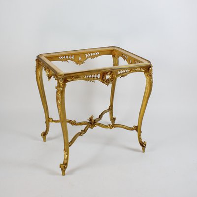 Louis XV Gilded Salon Table with Scagliola Top, France, 1860s-KMT-1293804