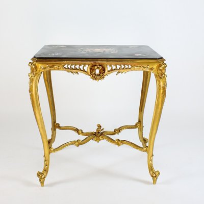 Louis XV Gilded Salon Table with Scagliola Top, France, 1860s-KMT-1293804