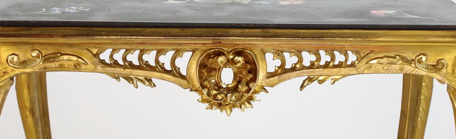 Louis XV Gilded Salon Table with Scagliola Top, France, 1860s-KMT-1293804