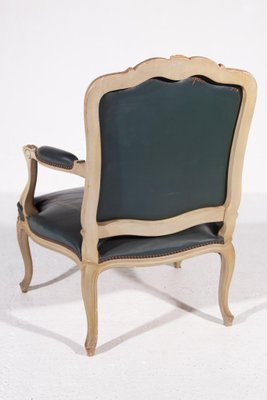 Louis XV Green Leather Armchair, France, 1900s-KL-1384784