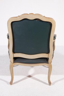 Louis XV Green Leather Armchair, France, 1900s-KL-1384784