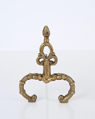 Louis XV Italian Andirons in Gilt Bronze and Iron, Italy, 1940s, Set of 2-JDR-1732623