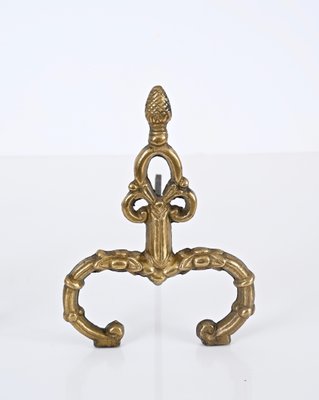 Louis XV Italian Andirons in Gilt Bronze and Iron, Italy, 1940s, Set of 2-JDR-1732623