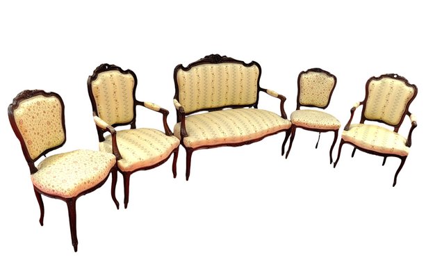 Louis XV Napoleon III Living Room Set, Set of 5-BTG-2036048