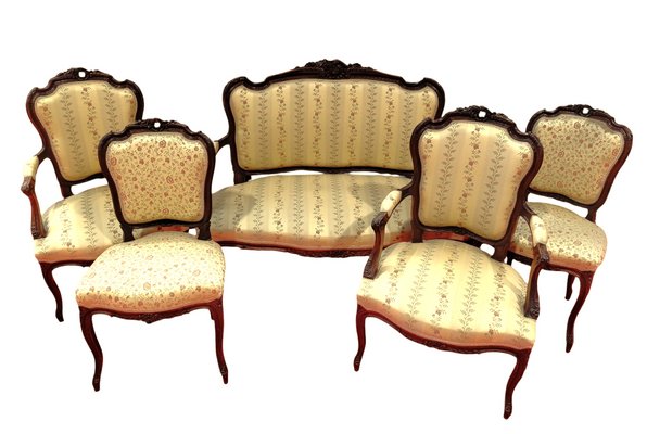 Louis XV Napoleon III Living Room Set, Set of 5-BTG-2036048