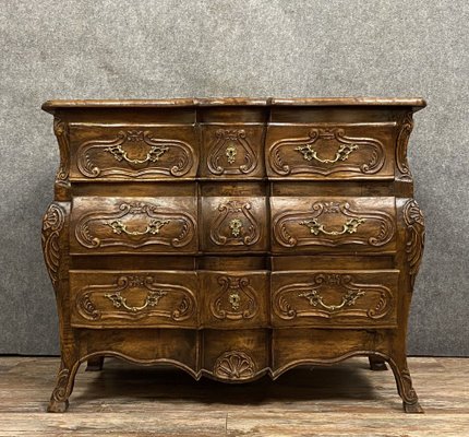 Louis XV Provencal Bowfront Chest of Drawers in Natural Wood, 1880-1900-MWB-1342063