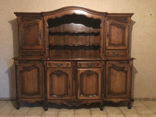 Louis XV Provencal Walnut 2-Part Buffet, 1960s