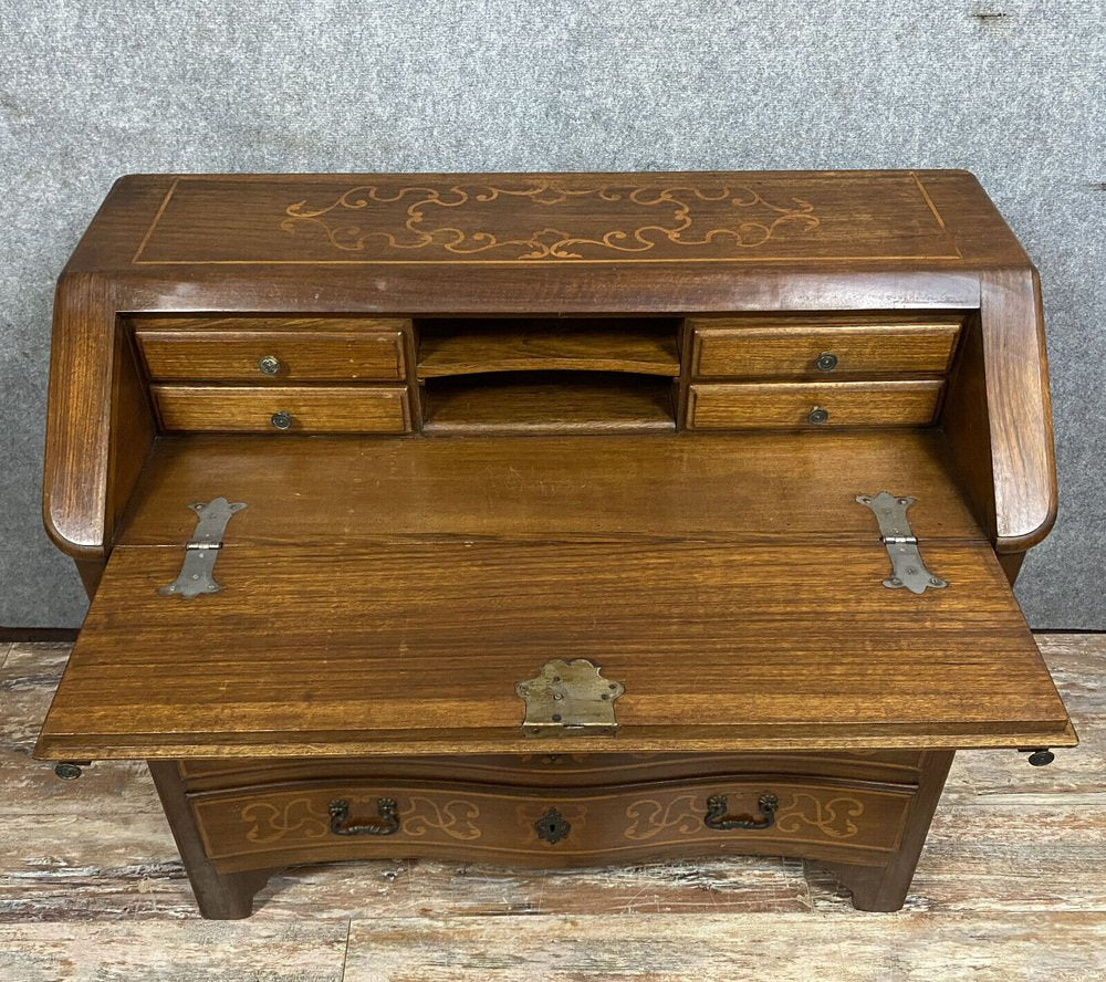 Louis XV Scriban Chest of Drawers in Precious Wood Marquetry, 1900s