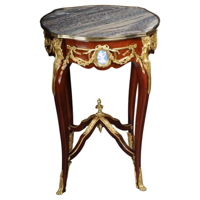 Louis XV Side Table in Bronze, Marble & Beech-FLW-1401752