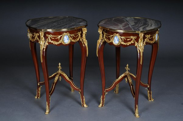 Louis XV Side Table in Bronze, Marble & Beech-FLW-1401752