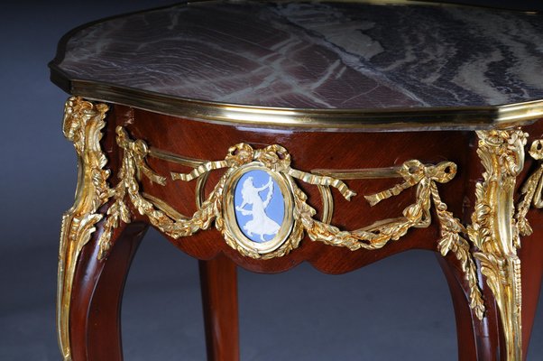 Louis XV Side Table in Bronze, Marble & Beech-FLW-1401753