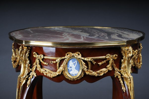 Louis XV Side Table in Bronze, Marble & Beech-FLW-1401753