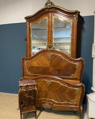 Louis XV Style Bedroom Set in Rosewood, 1890s, Set of 3-HLV-1731356