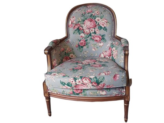 Louis XV Style Bergere Armchair in Floral Fabric-TCS-1061042