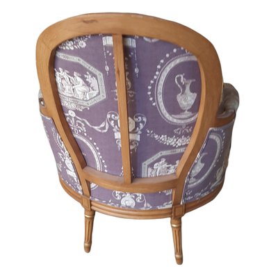 Louis XV Style Bergere Armchair in Floral Fabric-TCS-1072616