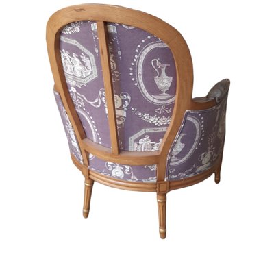 Louis XV Style Bergere Armchair in Floral Fabric-TCS-1072616